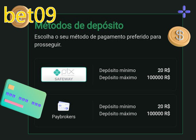 O cassino bet09bet oferece uma grande variedade de métodos de pagamento